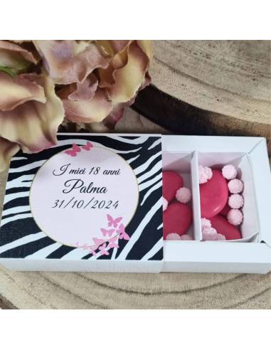 Scatoline portaconfetti 18 anni personalizzate ragazza zebrate
