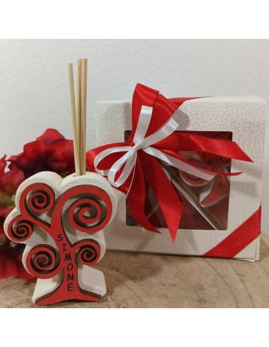 Bomboniere albero della vita profumatore Cresima personalizzato rami rossi