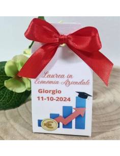 Bomboniere laurea economia aziendale scatoline personalizzate