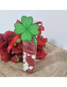 Bomboniere Laurea Psicologia Provetta portaconfetti quadrifoglio