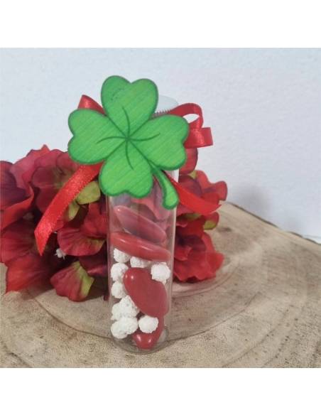 Bomboniere Laurea Psicologia Provetta portaconfetti quadrifoglio