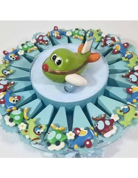 Torta di bomboniere Battesimo bimbo aroplano elicottero
