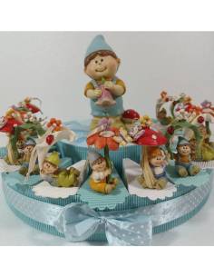 TORTA BOMBONIERA CON FOLLETTI gnomi del bosco completa di confetti