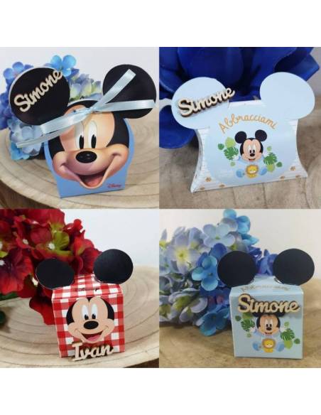 Scatoline portaconfetti Battesimo Nascita maschio Disney Topolino personalizzate