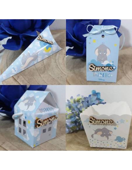 Scatole portaconfetti Nascita maschio elefante Dumbo personalizzate