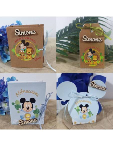 Scatoline portaconfetti economiche Nascita maschio Mickey Mouse personalizzate