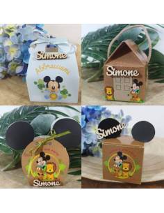 Scatole portaconfetti Nascita bimbo topolino tema giungla con nome personalizzato