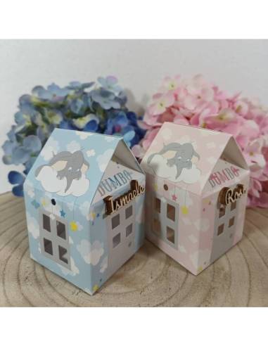 Scatole portaconfetti Battesimo Nascita elefante Dumbo personalizzate