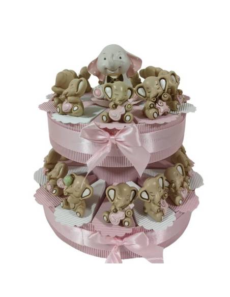 Torta bomboniera Battesimo bimba elefanti tema musica
