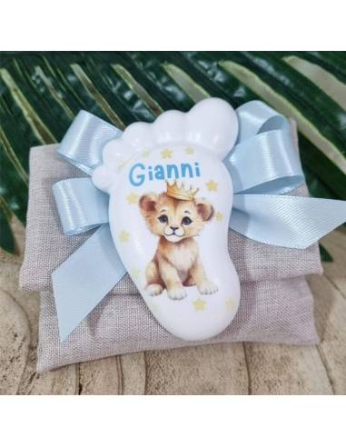 Bomboniere Battesimo nascita Simba piedino calamita