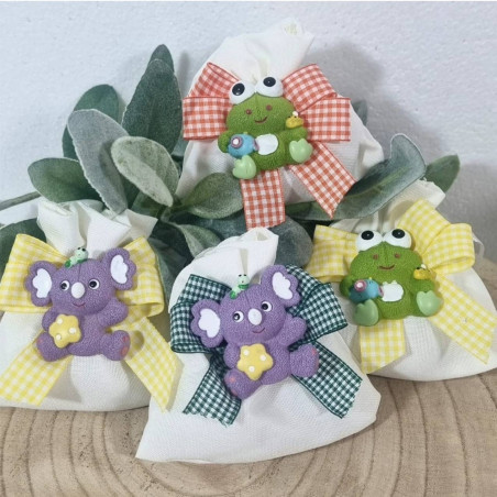 Bomboniere Battesimo animaletti sacchetti confetti inclusi