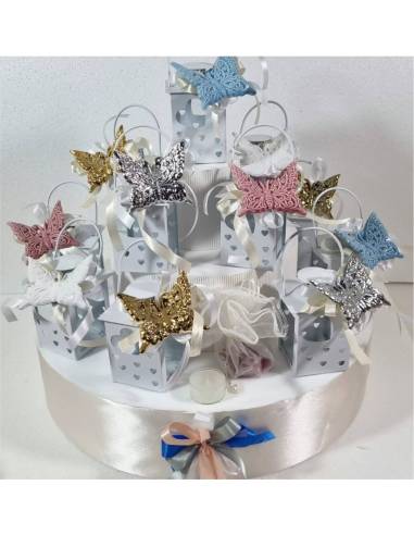 Lanterne in metallo bomboniere cresima farfalle in ceramica