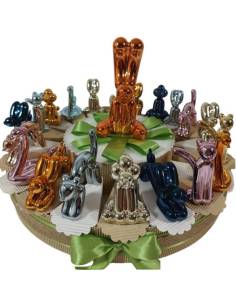 Bomboniere animali palloncini misti in ceramica colorata