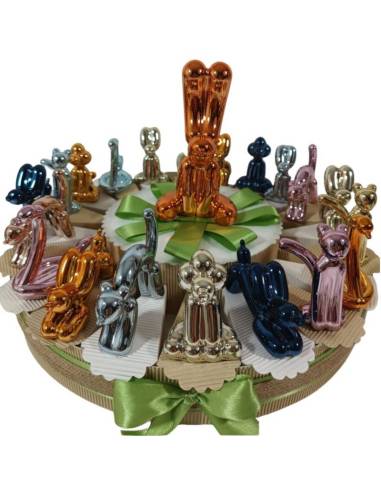 Bomboniere animali palloncini misti in ceramica colorata