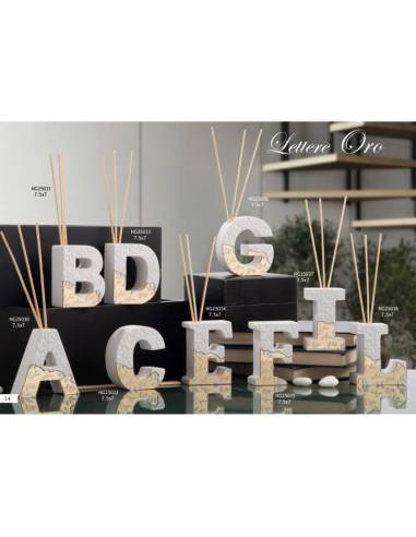 Dolcicose bomboniere Linea Lettere Oro diffusori per ambienti design elegante