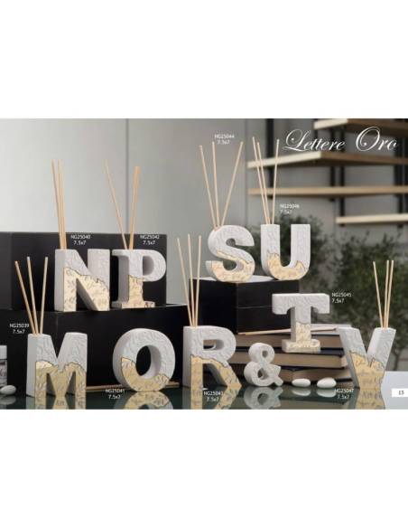 Dolcicose bomboniere Linea Lettere Oro profumatori ambiente particolari