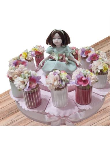 Torta di candele bomboniere fiori colorati