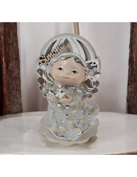 Bomboniere Comunione Angelo argentato profumatore mongolfiera