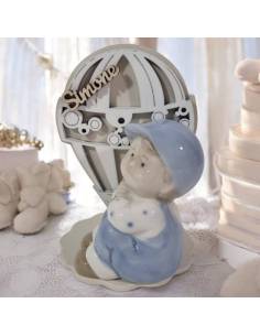 Bomboniere maschietto porcellana profumatore mongolfiera