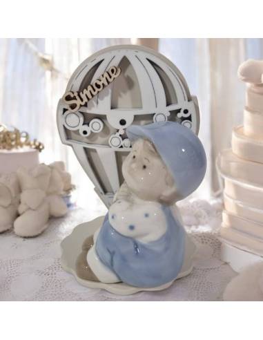 Bomboniere maschietto porcellana profumatore mongolfiera