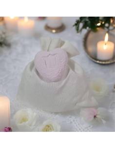 Sacchetti bomboniere nascita bimba gessetto cuore rosa