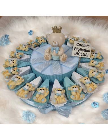 Torta battesimo nascita orsetti magneti maschietto
