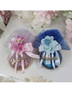 Bomboniere cerchio e tulle personalizzate per bimba e bimbo