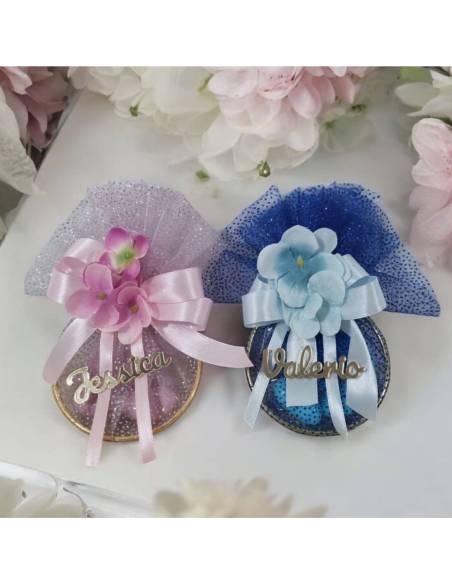 Bomboniere cerchio e tulle personalizzate per bimba e bimbo