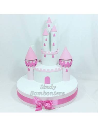 CASTELLO BOMBONIERE STRUTTURA CESTO NO CONFETTI PER BATTESIMO COMUNIONE CRESIMA