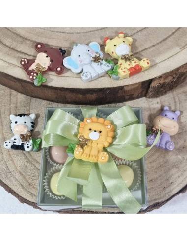 Bomboniere animaletti della Savana con scatola degustione confetti