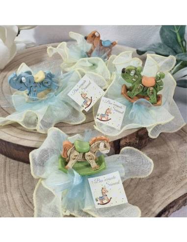 Bomboniere nascita bimbo complete cavalluccio a dondolo animaletti