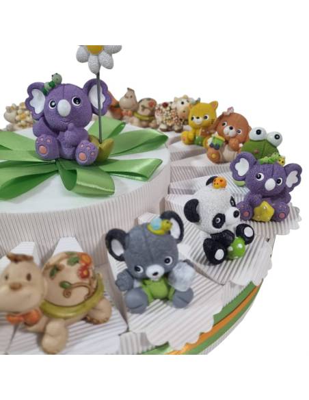Torta bomboniera Battesimo animaletti prateria