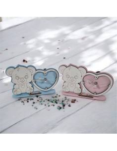 Orologio cuore orsetto personalizzato bomboniere Battesimo