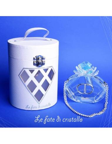 Bomboniere Le Fate Di Cristallo boccetta porta profumo a forma di rosa su borsetta