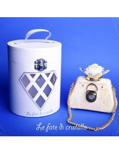 Le Fate Di Cristallo bomboniere borsetta portacandele color panna con catena dorata