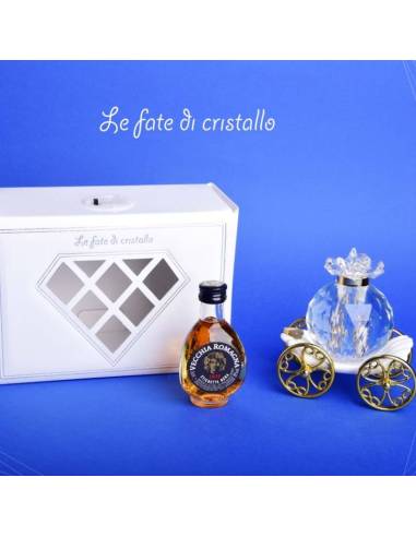 Le Fate Di Cristallo bomboniere bottiglia liquore Vecchia Romagna e carrozza