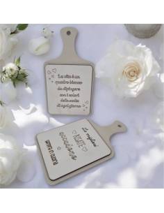 Bomboniere utili taglieri con frasi doppio legno