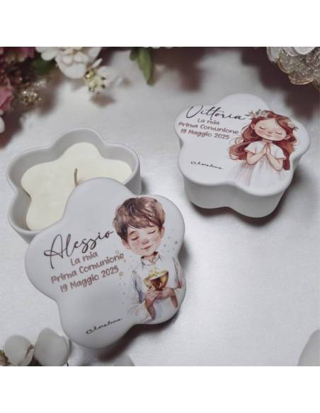 Claraluna bomboniere Comunione personalizzate candele