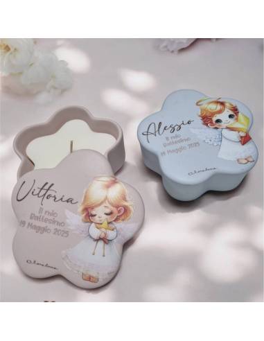 Claraluna bomboniere 2025 battesimo personalizzate candele angeli