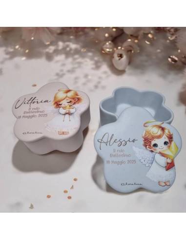Claraluna bomboniere 2025 Battesimo personalizzate portagioie angioletti