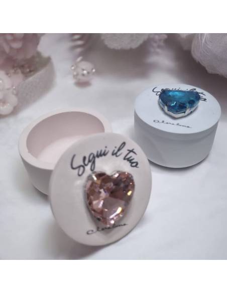 Claraluna bomboniere Battesimo candela frase e cuore diamante