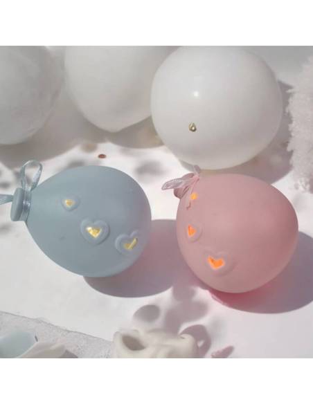 Bomboniere palloncini luce led fori cuori ceramica satinata