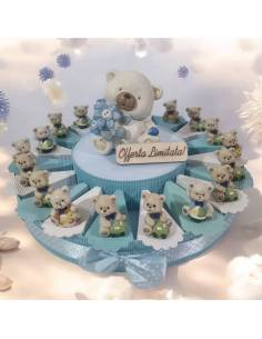 Torta bomboniere orsetti bambino salvadanaio centrale 18 fette