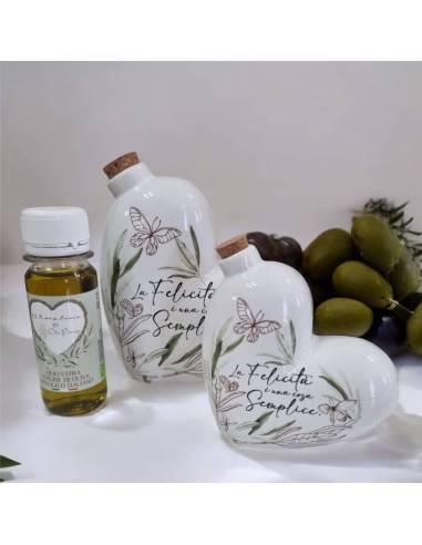 Bomboniere Claraluna oliera cuore in ceramica con frase