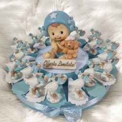 Bomboniera con cicogne da appoggio maschietto centrale salvadanaio Torta Bomboniera