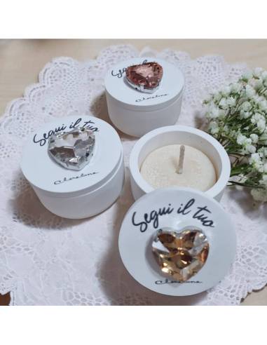 Candele Claraluna cuore diamante frase ideali per matrimonio e anniversario