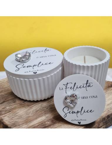Candele Claraluna cuore diamante argentato frase ideali per matrimonio e anniversario