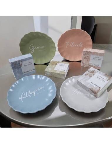 Claraluna bomboniere 2025 piattino frase con sapone