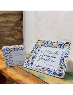 Claraluna bomboniere 2025 piattino maioliche frase con sapone