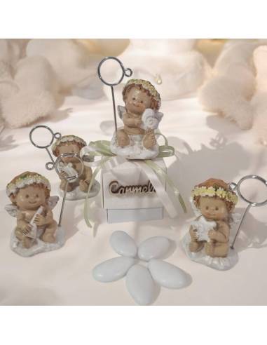 Bomboniere angeli clip portafoto Battesimo Comunione personalizzato
